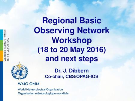 Regional Basic Observing Network Co-chair, CBS/OPAG-IOS