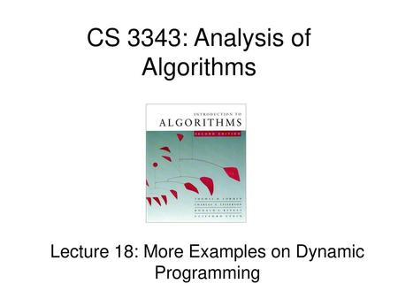 CS 3343: Analysis of Algorithms