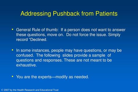 Addressing Pushback from Patients