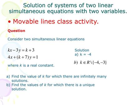 Movable lines class activity.