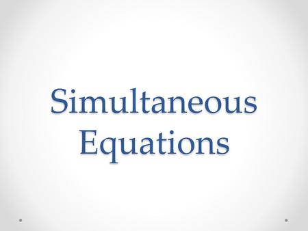 Simultaneous Equations