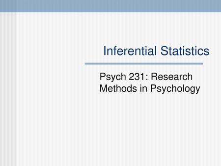 Inferential Statistics