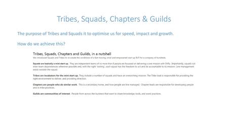 Tribes, Squads, Chapters & Guilds