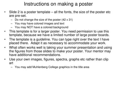 Instructions on making a poster