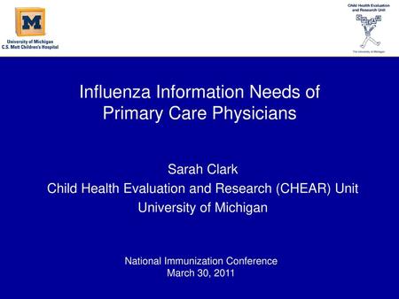 Influenza Information Needs of Primary Care Physicians