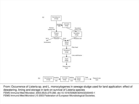 Figure 1 Schematic diagram of the sewage sludge process in the Baumette (a), Ecouflant and Savennières (b) treatment plants. From: Occurrence of Listeria.