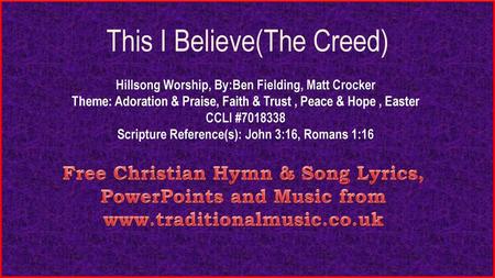 This I Believe(The Creed)