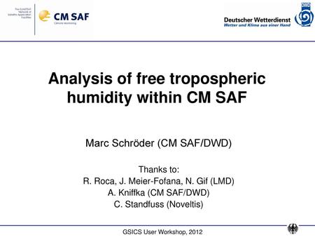 Analysis of free tropospheric humidity within CM SAF