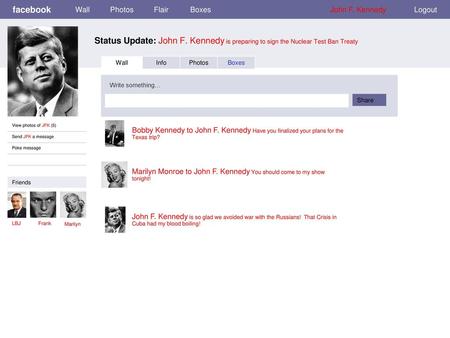 facebook Wall Photos Flair Boxes John F. Kennedy Logout