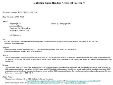 Contention-based Random Access BR Procedure