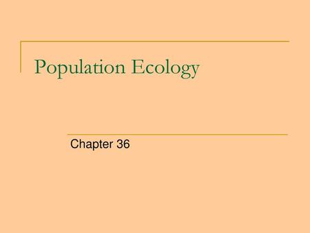 Population Ecology Chapter 36.