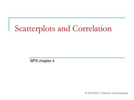 Scatterplots and Correlation