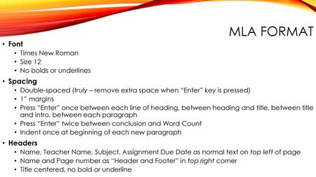 MLA Format Font Spacing Headers Times New Roman Size 12