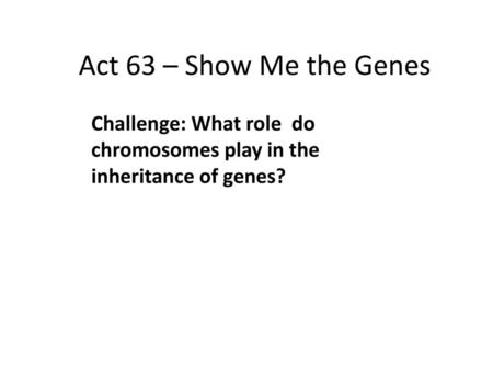 Challenge: What role do chromosomes play in the inheritance of genes?