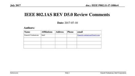 IEEE 802.1AS REV D5.0 Review Comments