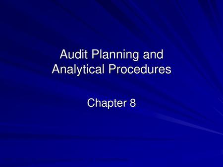 Audit Planning and Analytical Procedures