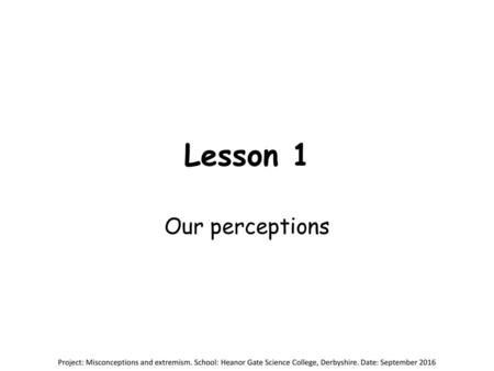 Lesson 1 Our perceptions