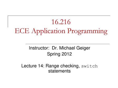 ECE Application Programming