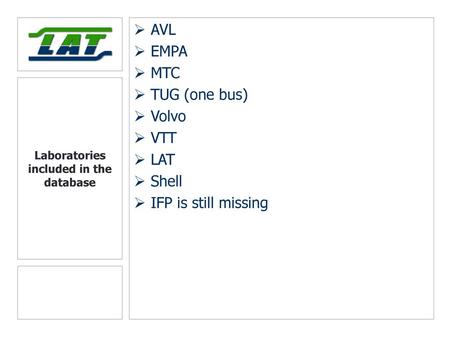 Laboratories included in the database