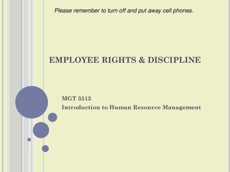 EMPLOYEE RIGHTS & DISCIPLINE