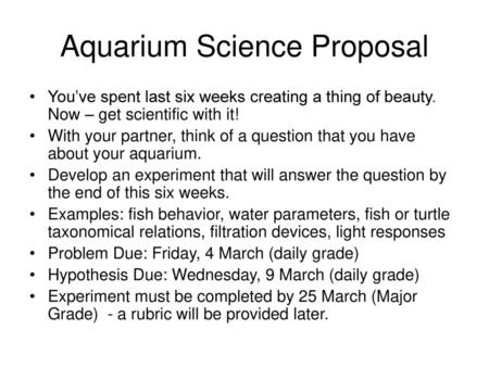 Aquarium Science Proposal