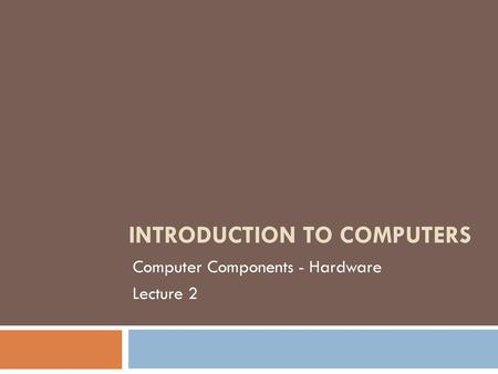 Introduction to Computers