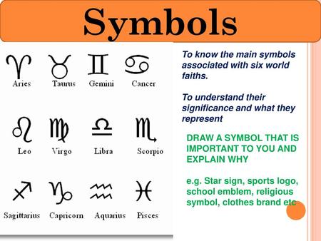 Symbols To know the main symbols associated with six world faiths.