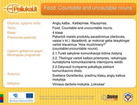 Food. Countable and uncoutable nouns