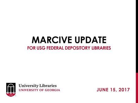 marcive UPDATE for USG Federal Depository libraries