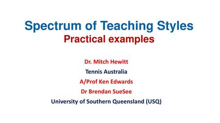 Spectrum of Teaching Styles Practical examples