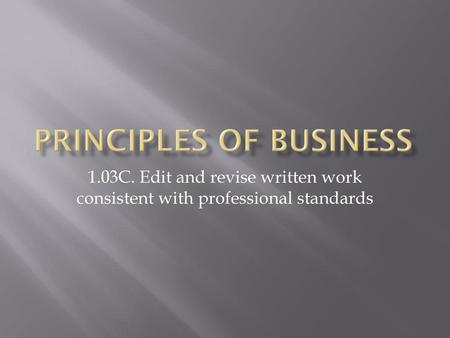 Principles of business