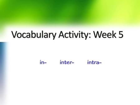 Vocabulary Activity: Week 5