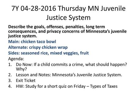 7Y Thursday MN Juvenile Justice System