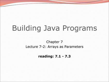 Building Java Programs