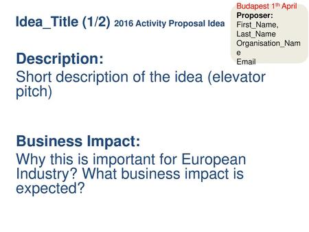 Idea_Title (1/2) 2016 Activity Proposal Idea