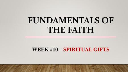 Fundamentals of the faith