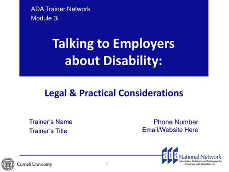 Talking to Employers about Disability: