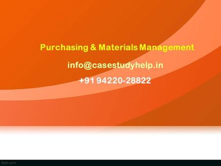 Purchasing & Materials Management