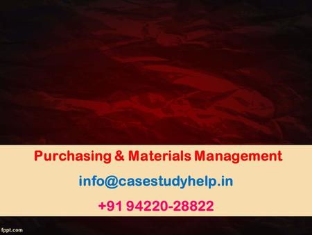 Purchasing & Materials Management