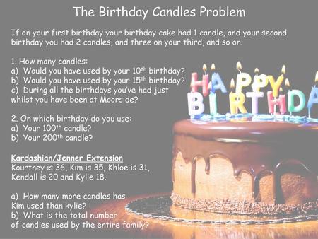 The Birthday Candles Problem