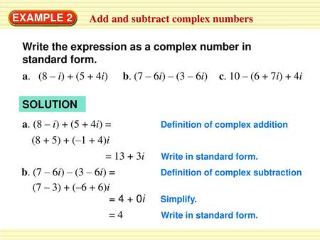 Add and subtract complex numbers