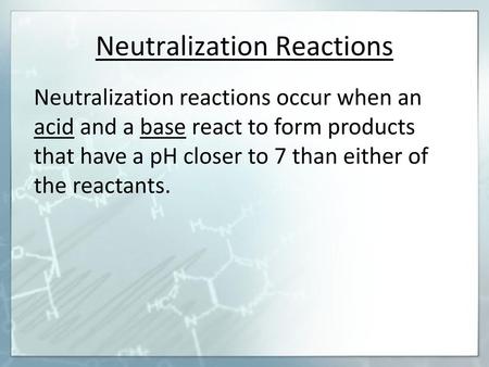 Neutralization Reactions