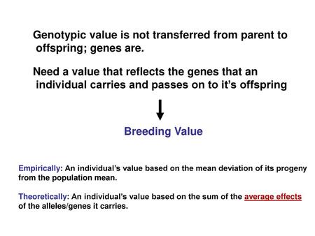 Genotypic value is not transferred from parent to