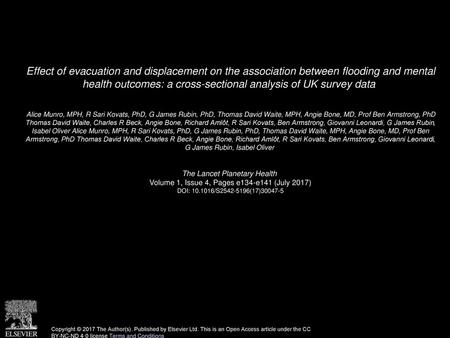 Effect of evacuation and displacement on the association between flooding and mental health outcomes: a cross-sectional analysis of UK survey data  Alice.