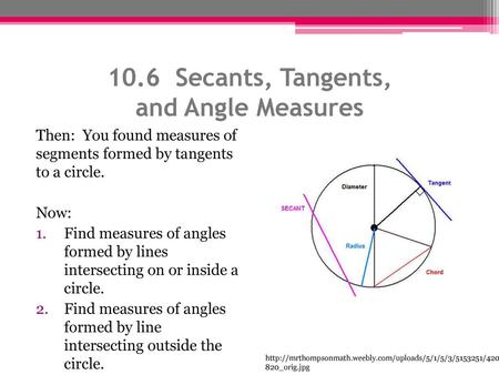 10.6 Secants, Tangents, and Angle Measures