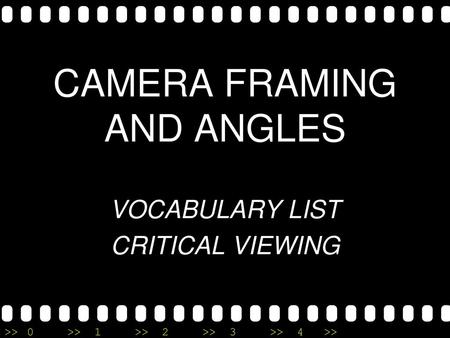 CAMERA FRAMING AND ANGLES