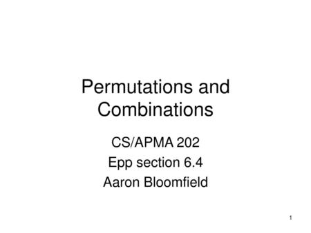 Permutations and Combinations