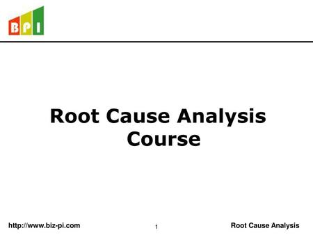 Root Cause Analysis Course