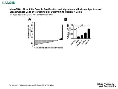 MicroRNA-101 Inhibits Growth, Proliferation and Migration and Induces Apoptosis of Breast Cancer Cells by Targeting Sex-Determining Region Y-Box 2 Cell.