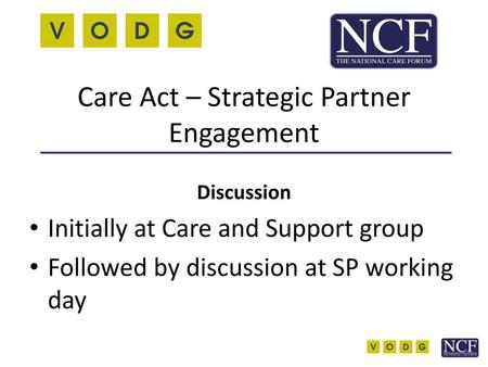 Care Act – Strategic Partner Engagement